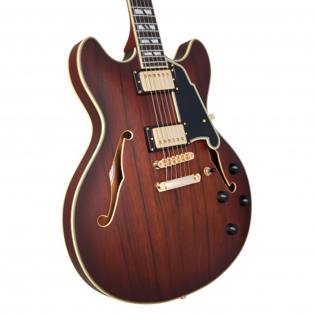 DANGELICO DELUXE DC (with stop-bar tailpiece) SATIN BROWN BURST