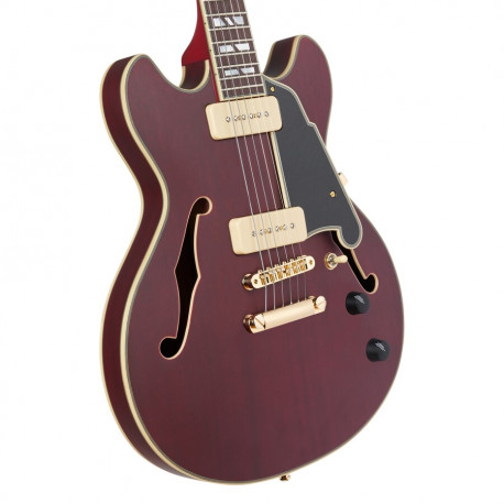 DANGELICO DELUXE MINI DC (with stop-bar tailpiece) SATIN TRANS WINE