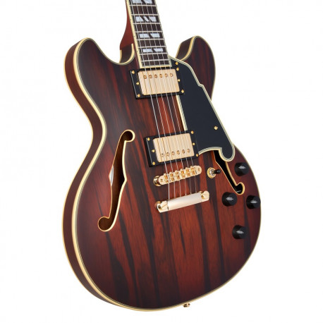 DANGELICO DELUXE MINI DC (with stop-bar tailpiece) SATIN BROWN BURST